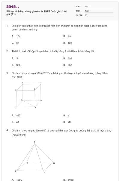 Bài tập Hình học không gian ôn thi THPT Quốc gia có lời giải (P1)