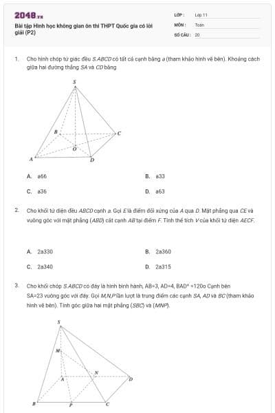 Bài tập Hình học không gian ôn thi THPT Quốc gia có lời giải (P2)