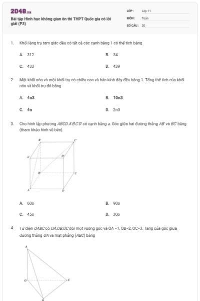 Bài tập Hình học không gian ôn thi THPT Quốc gia có lời giải (P3)