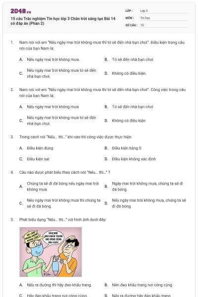 15 câu Trắc nghiệm Tin học lớp 3 Chân trời sáng tạo Bài 14 có đáp án (Phần 2)