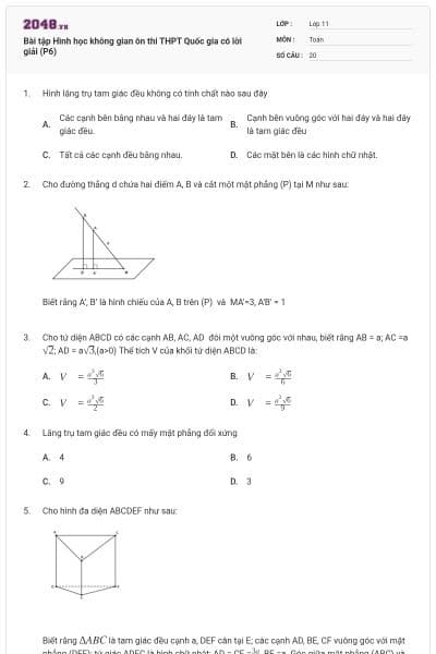Bài tập Hình học không gian ôn thi THPT Quốc gia có lời giải (P6)