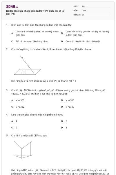 Bài tập Hình học không gian ôn thi THPT Quốc gia có lời giải (P6)