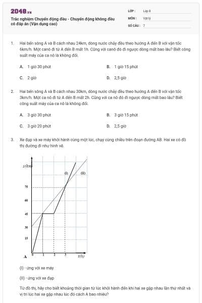 Trắc nghiệm Chuyển động đều - Chuyển động không đều có đáp án (Vận dụng cao)