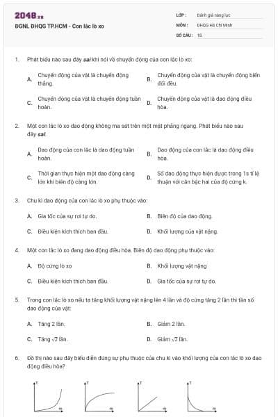 ĐGNL ĐHQG TP.HCM - Con lắc lò xo