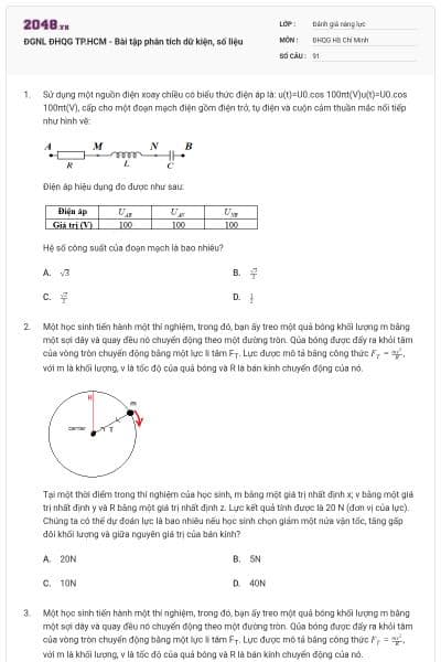 ĐGNL ĐHQG TP.HCM - Bài tập phân tích dữ kiện, số liệu