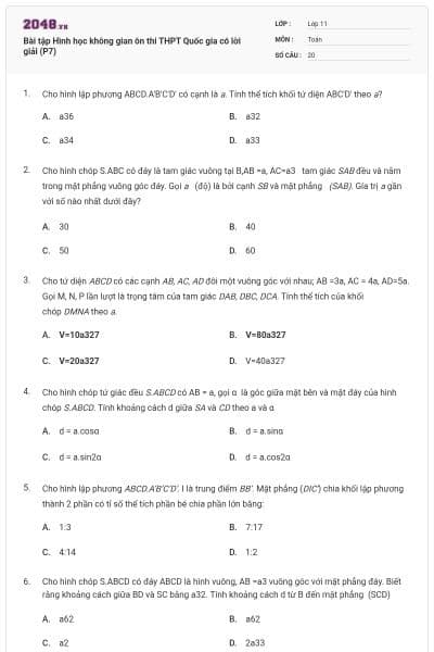 Bài tập Hình học không gian ôn thi THPT Quốc gia có lời giải (P7)