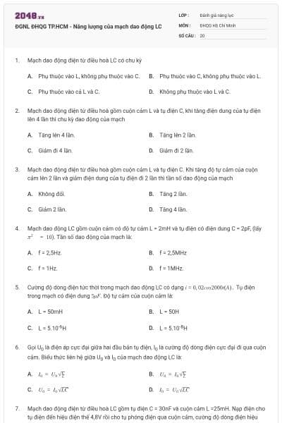 ĐGNL ĐHQG TP.HCM - Năng lượng của mạch dao động LC