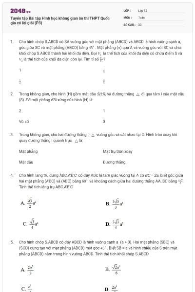 Tuyển tập Bài tập Hình học không gian ôn thi THPT Quốc gia có lời giải (P3)
