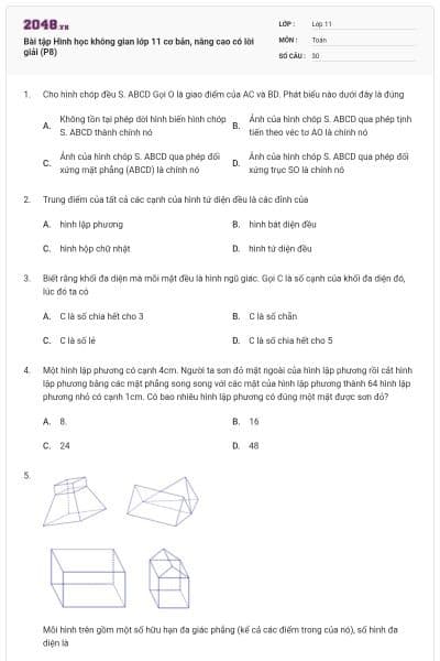 Bài tập Hình học không gian lớp 11 cơ bản, nâng cao có lời giải (P8)