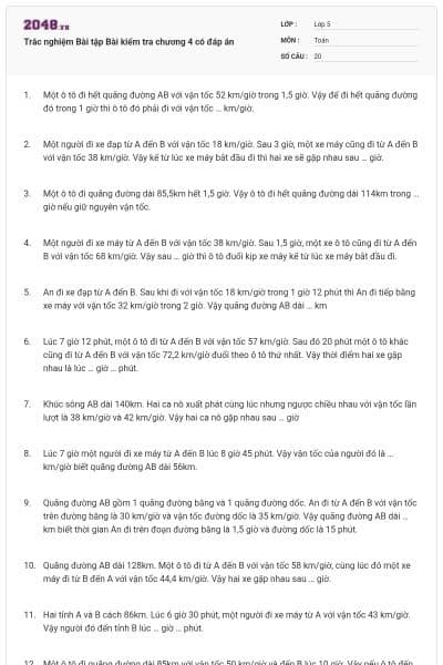 Trắc nghiệm Bài tập Bài kiểm tra chương 4 có đáp án
