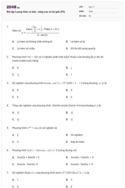 Bài tập Lượng Giác cơ bản , nâng cao có lời giải (P5)