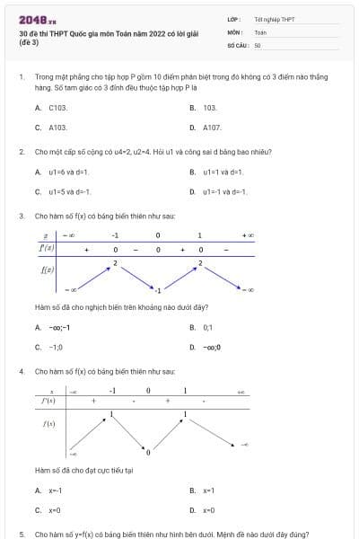 30 đề thi THPT Quốc gia môn Toán năm 2022 có lời giải (đề 3)