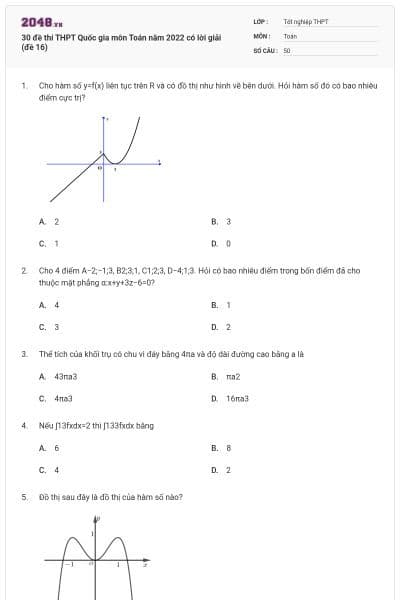 30 đề thi THPT Quốc gia môn Toán năm 2022 có lời giải (đề 16)