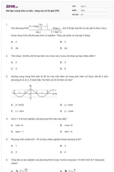 Bài tập Lượng Giác cơ bản , nâng cao có lời giải (P8)