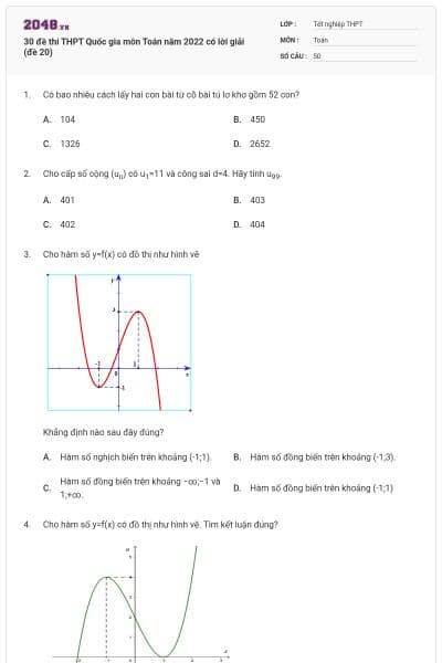 30 đề thi THPT Quốc gia môn Toán năm 2022 có lời giải (đề 20)