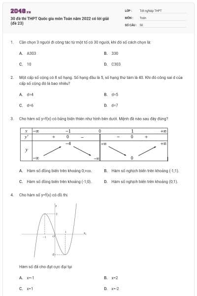 30 đề thi THPT Quốc gia môn Toán năm 2022 có lời giải (đề 23)