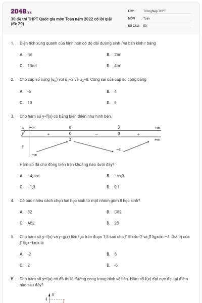30 đề thi THPT Quốc gia môn Toán năm 2022 có lời giải (đề 29)