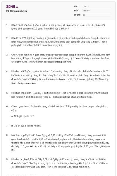 29 Bài tập rèn luyện