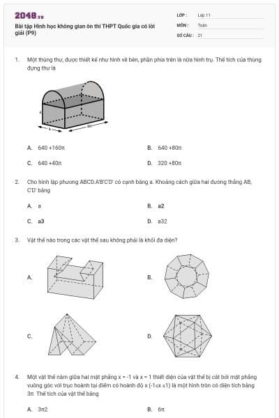 Bài tập Hình học không gian ôn thi THPT Quốc gia có lời giải (P9)