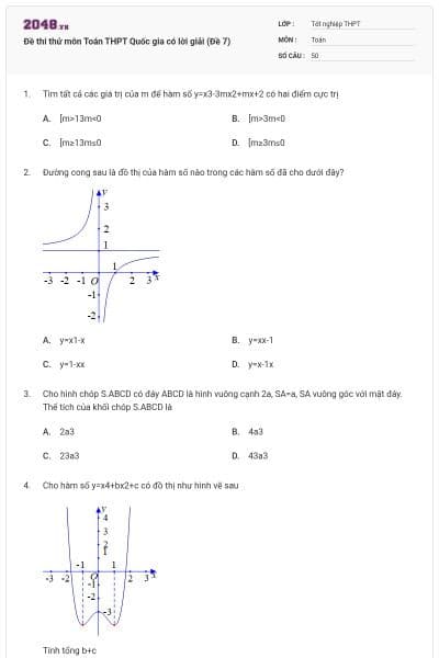 Đề thi thử môn Toán THPT Quốc gia có lời giải (Đề 7)