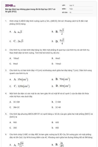 Bài tập Hình học không gian trong đề thi Đại học 2017 có lời giải (P22)
