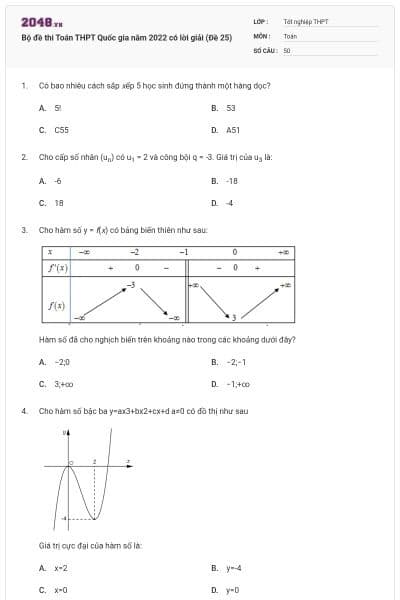 Bộ đề thi Toán THPT Quốc gia năm 2022 có lời giải (Đề 25)
