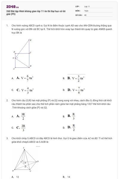 260 Bài tập Hình không gian lớp 11 ôn thi Đại học có lời giải (P5)