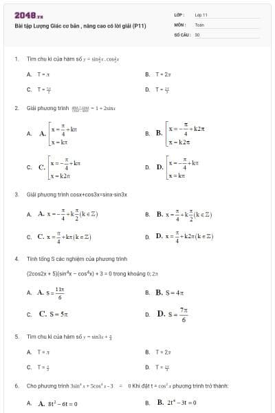 Bài tập Lượng Giác cơ bản , nâng cao có lời giải (P11)