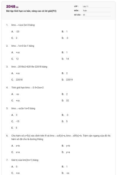 Bài tập Giới hạn cơ bản, nâng cao có lời giải(P3)