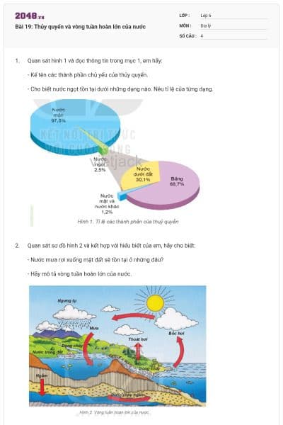 Bài 19: Thủy quyển và vòng tuần hoàn lớn của nước
