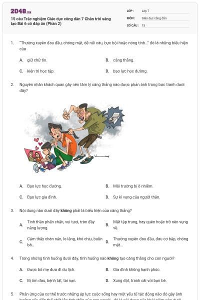 15 câu Trắc nghiệm Giáo dục công dân 7 Chân trời sáng tạo Bài 6 có đáp án (Phần 2)