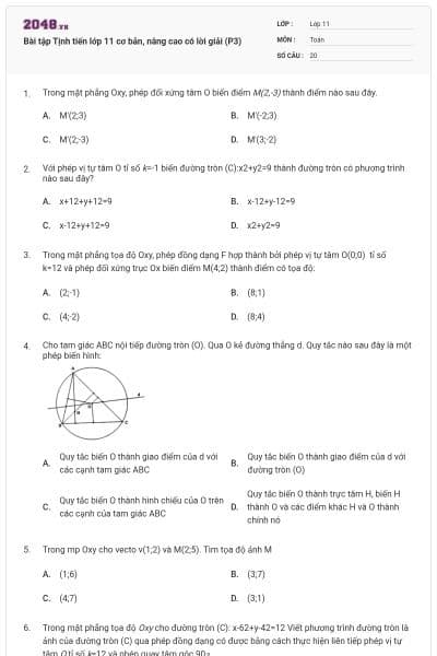 Bài tập Tịnh tiến lớp 11 cơ bản, nâng cao có lời giải (P3)