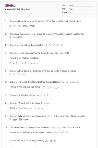 Chuyên đề 3: Bất đẳng thức