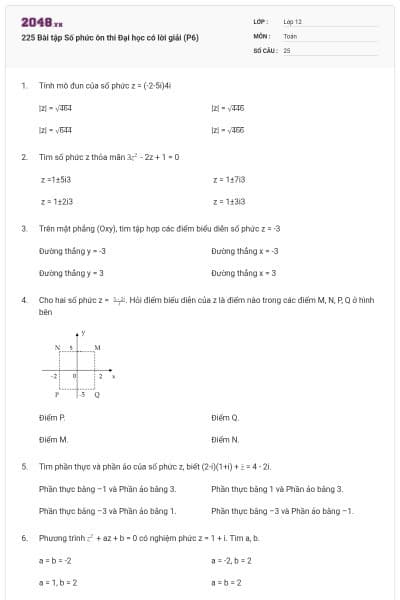 225 Bài tập Số phức ôn thi Đại học có lời giải (P6)