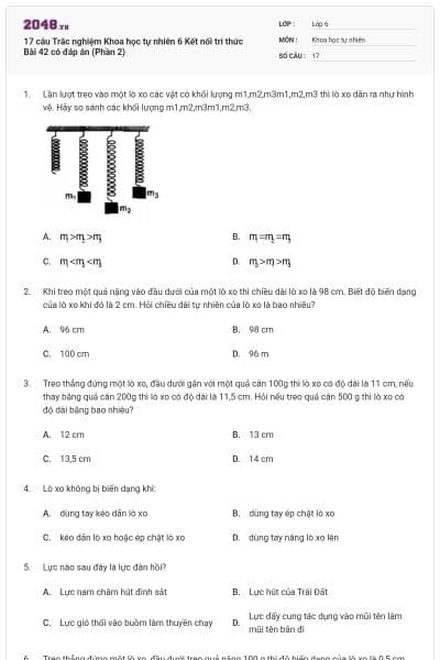 17 câu Trắc nghiệm Khoa học tự nhiên 6 Kết nối tri thức Bài 42 có đáp án (Phần 2)