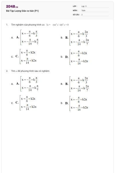 Bài Tập Lượng Giác cơ bản (P1)