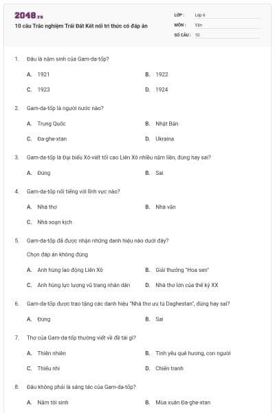 10 câu Trắc nghiệm Trái Đất Kết nối tri thức có đáp án