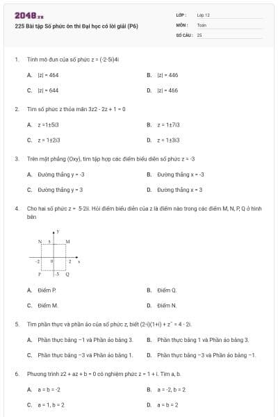 225 Bài tập Số phức ôn thi Đại học có lời giải (P6)