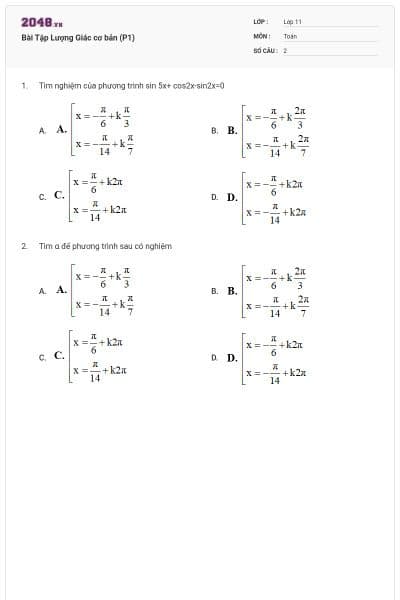 Bài Tập Lượng Giác cơ bản (P1)