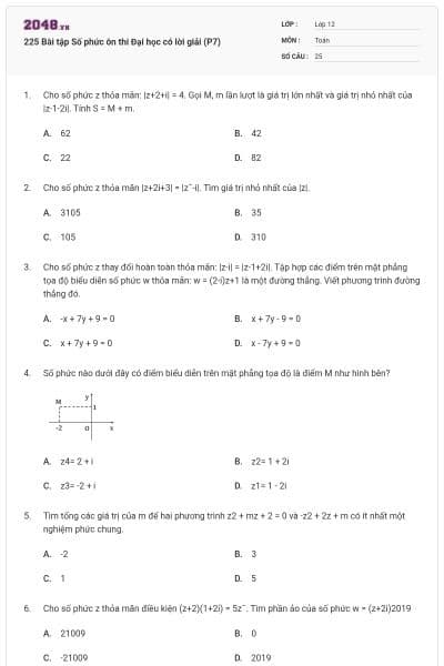 225 Bài tập Số phức ôn thi Đại học có lời giải (P7)