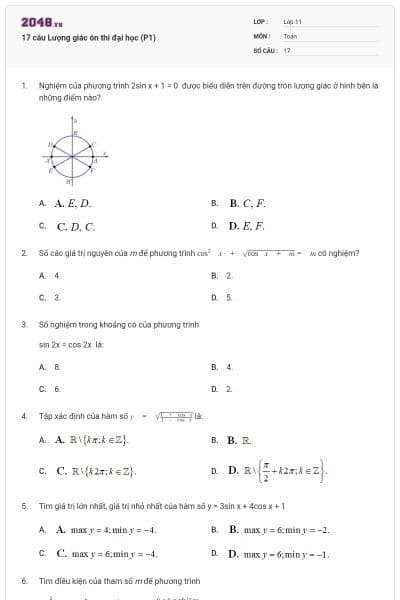 17 câu Lượng giác ôn thi đại học (P1)