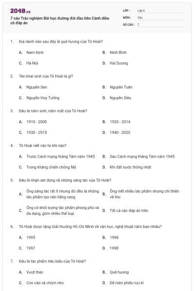 7 câu Trắc nghiệm Bài học đường đời đầu tiên Cánh diều có đáp án