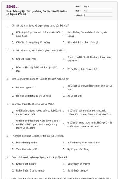 8 câu Trắc nghiệm Bài học đường đời đầu tiên Cánh diều có đáp án (Phần 3)