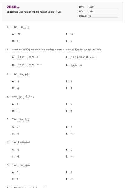 58 Bài tập Giới hạn ôn thi đại học có lời giải (P3)
