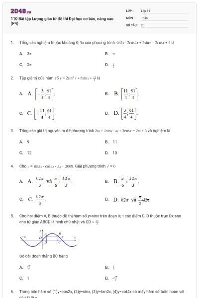 110 Bài tập Lượng giác từ đề thi Đại học cơ bản, nâng cao (P4)