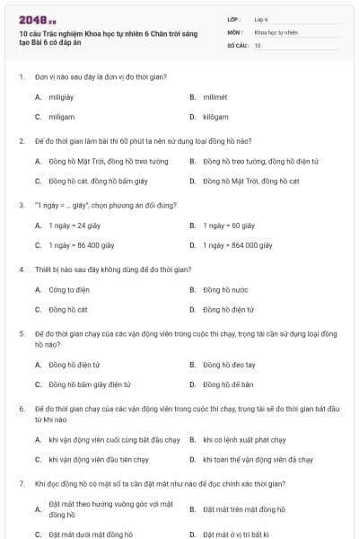 10 câu Trắc nghiệm Khoa học tự nhiên 6 Chân trời sáng tạo Bài 6 có đáp án