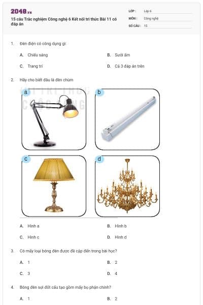15 câu Trắc nghiệm Công nghệ 6 Kết nối tri thức Bài 11 có đáp án