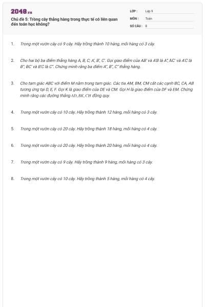 Chủ đề 5: Trồng cây thẳng hàng trong thực tế có liên quan đến toán học không?