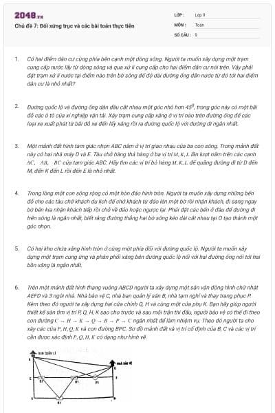 Chủ đề 7: Đối xứng trục và các bài toán thực tiễn