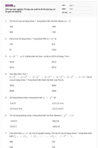 299 câu trắc nghiệm Tổ hợp xác suất từ đề thi đại học có lời giải chi tiết(P5)